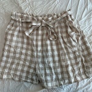 A New Day Gingham Tie-Waist Paperbag Shorts